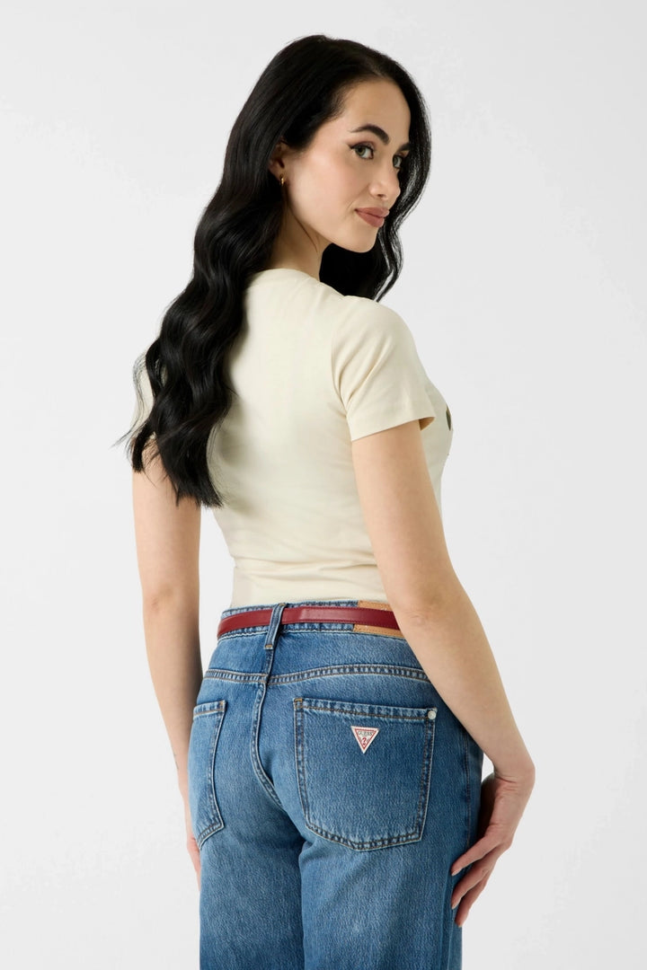 Guess Palm Tree Triangle Cream Tee