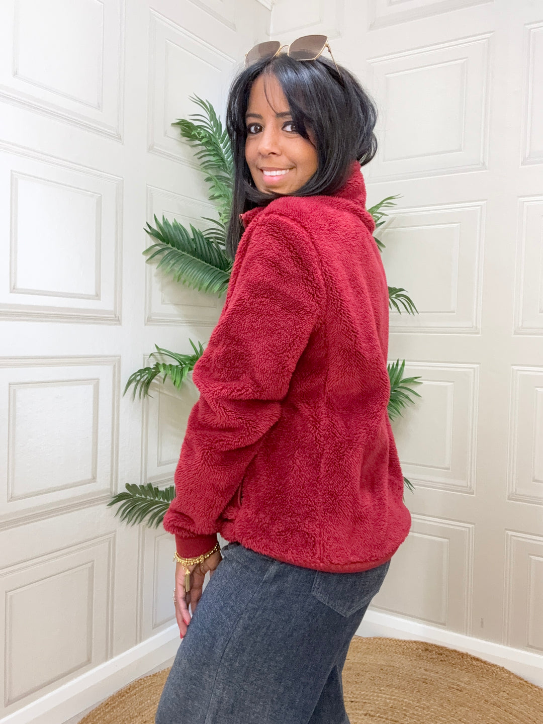 HV Society Deidre Zip Up Fleece Burgundy