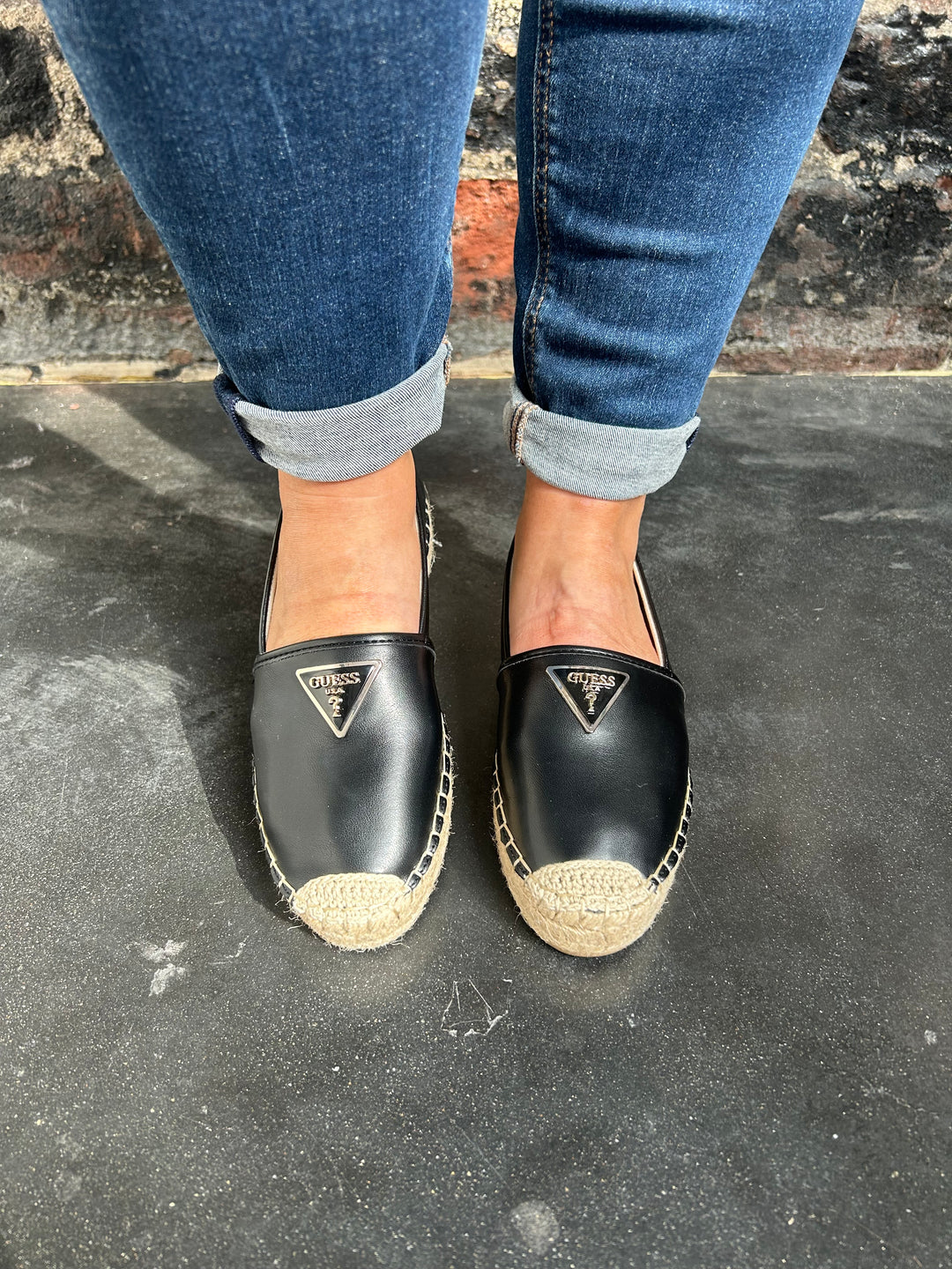 Guess Black Jolandon Leather Espadrille