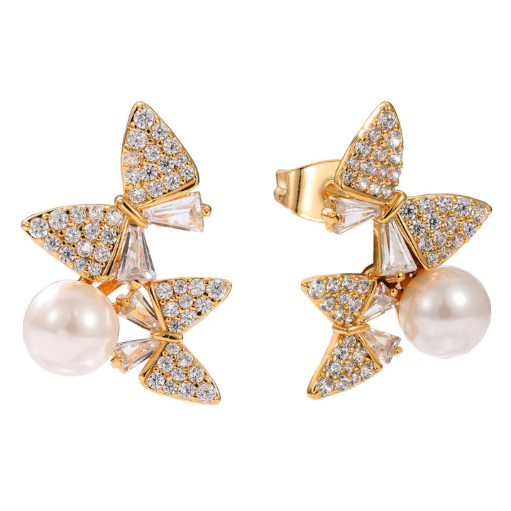 Knight &amp; Day Butterfly And Pearl Earrings