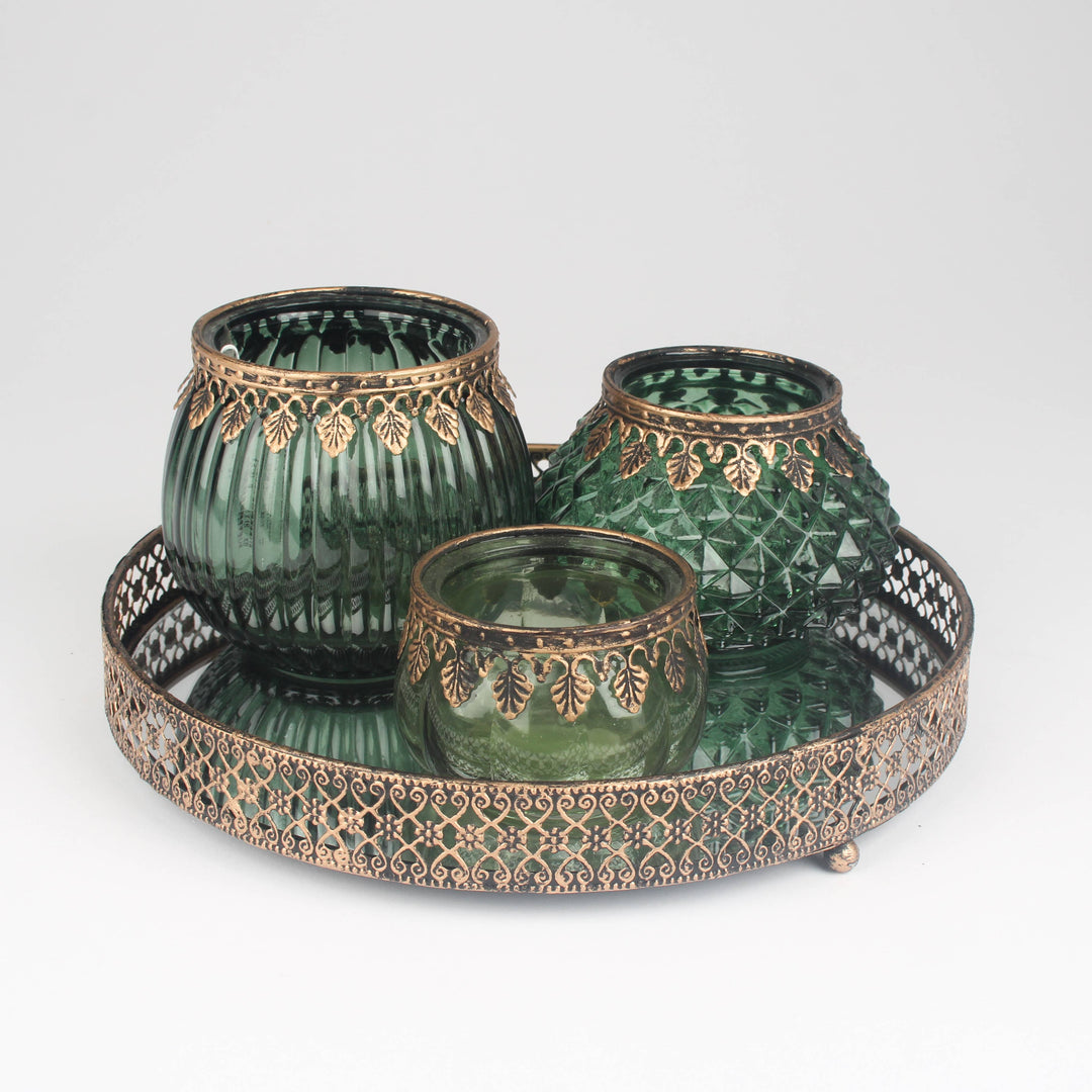 Antique Gold Mirrored Tray – Elegant Decorative Accent