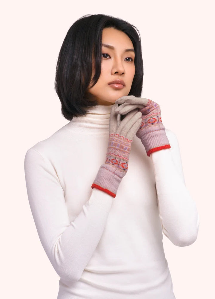 Powder Fair Isle Gloves | Cream Mix
