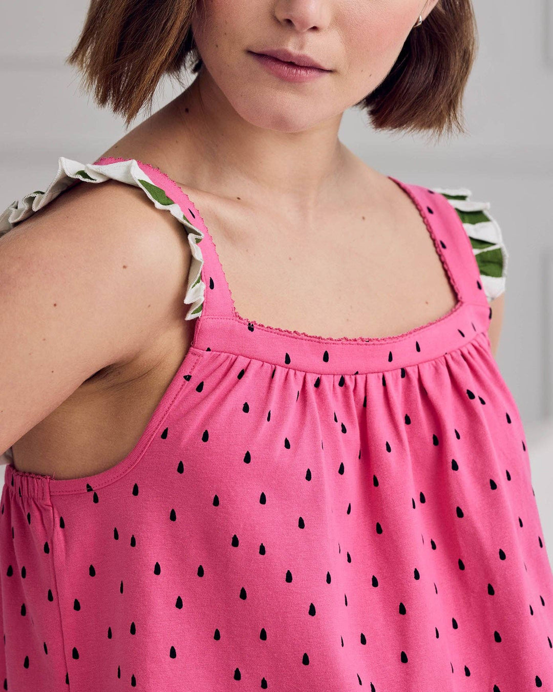 Organic Cotton Watermelon Print Frill Cami Short Pyjama Set