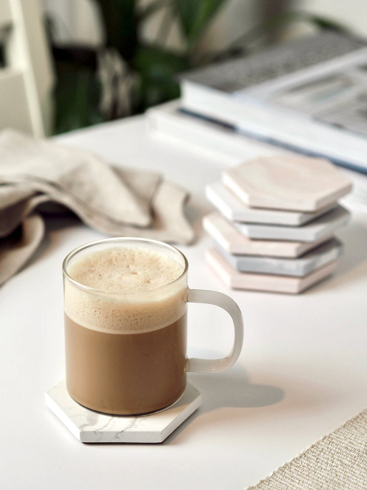 Concrete Hexagon Coasters | Decorative Coasters |: Solid White