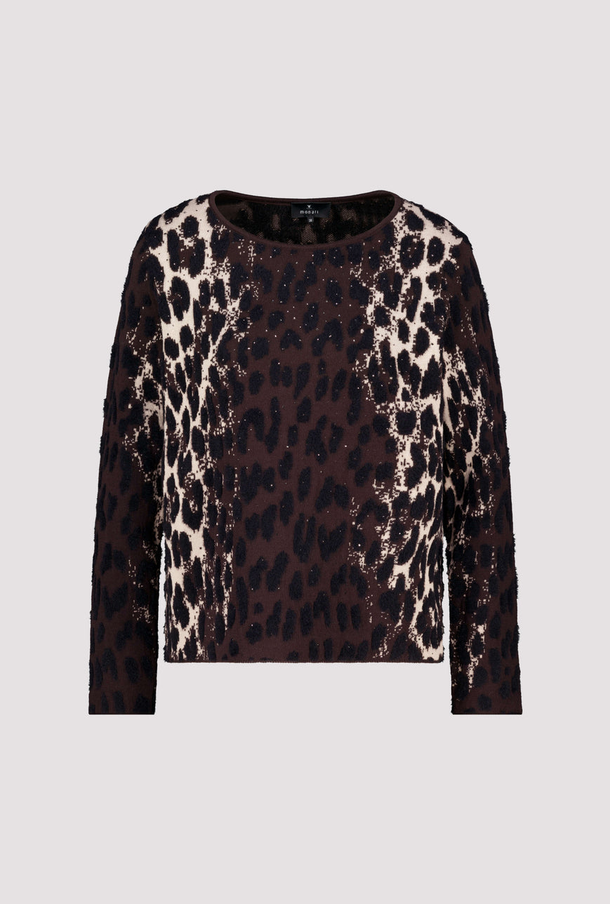 Monari Knitted Leopard Jacquard Pattern Jumper