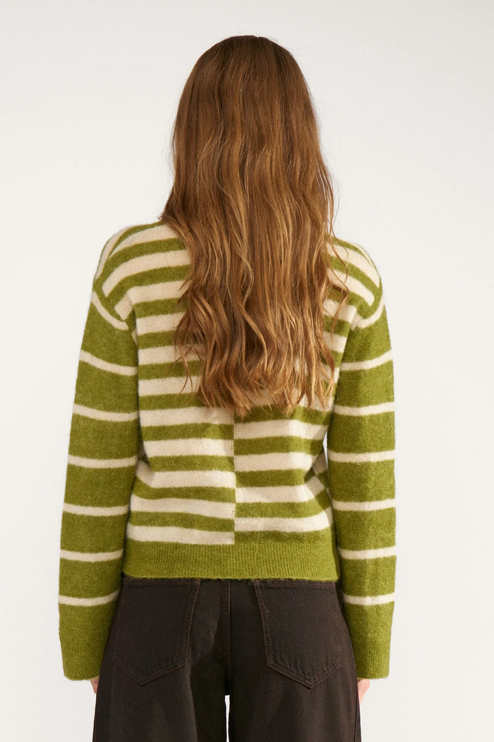 Numph Nuriette Block Stripe Pullover | Calla Green