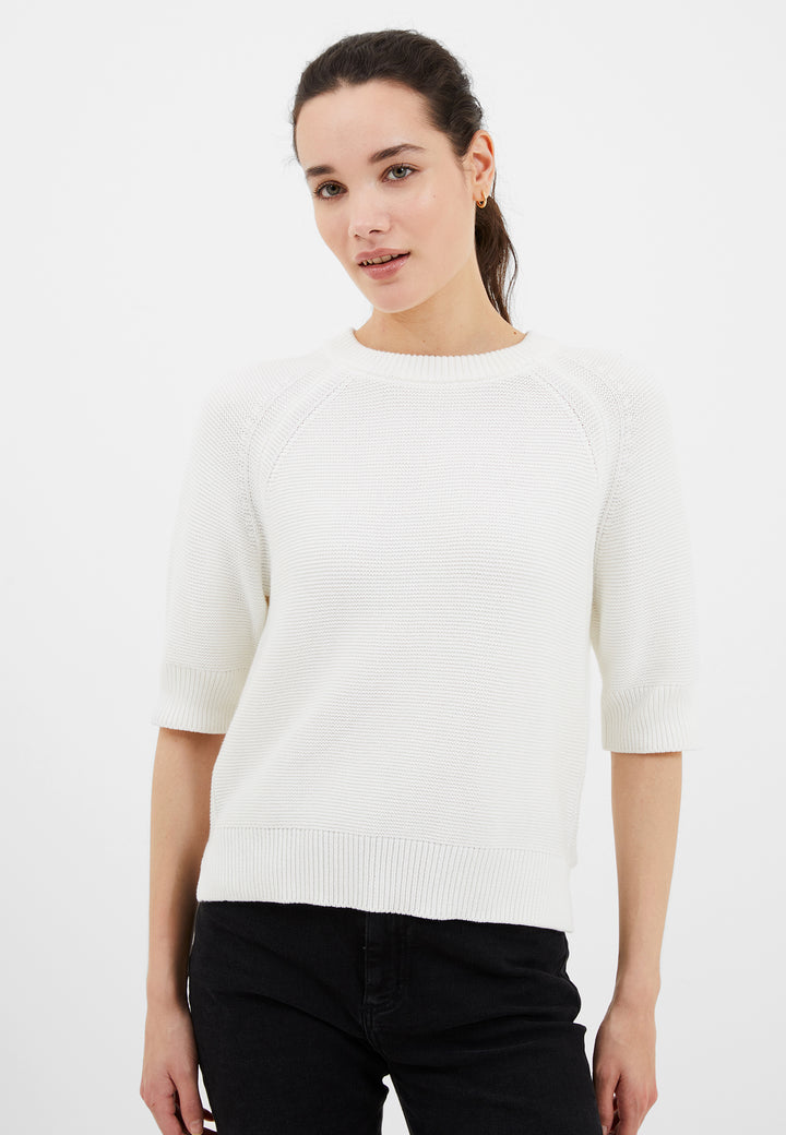 French Connection Lily Mozart Short Sleeve Summer White Jumper