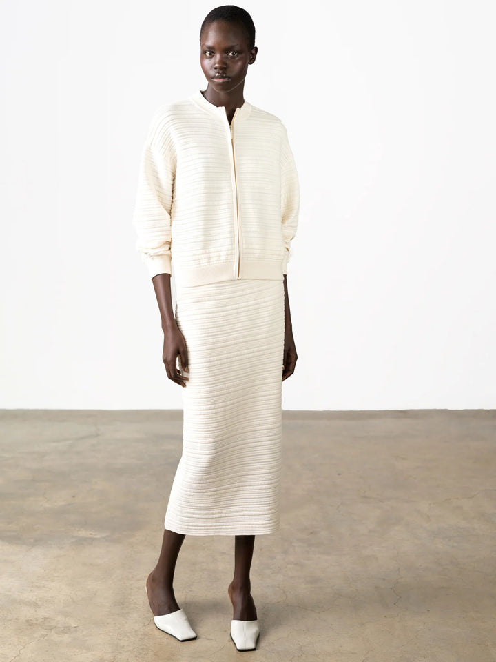 French Connection Mayim Pleated Porcelain Cream Skirt