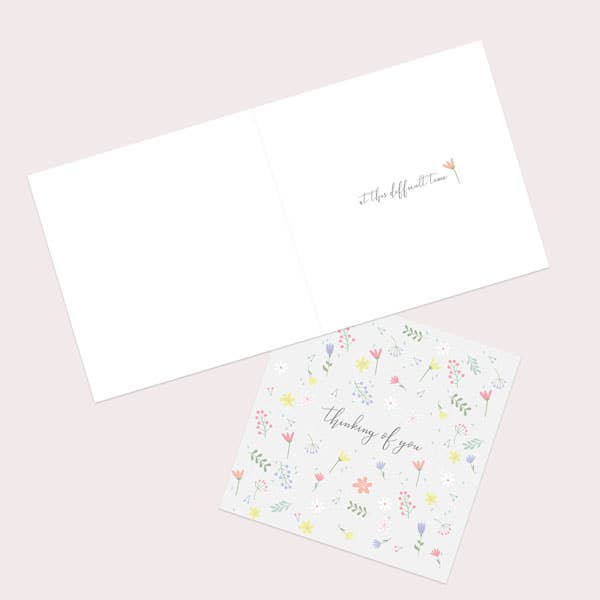 Thinking Of You Card - Scattered Flowers Thinking of You