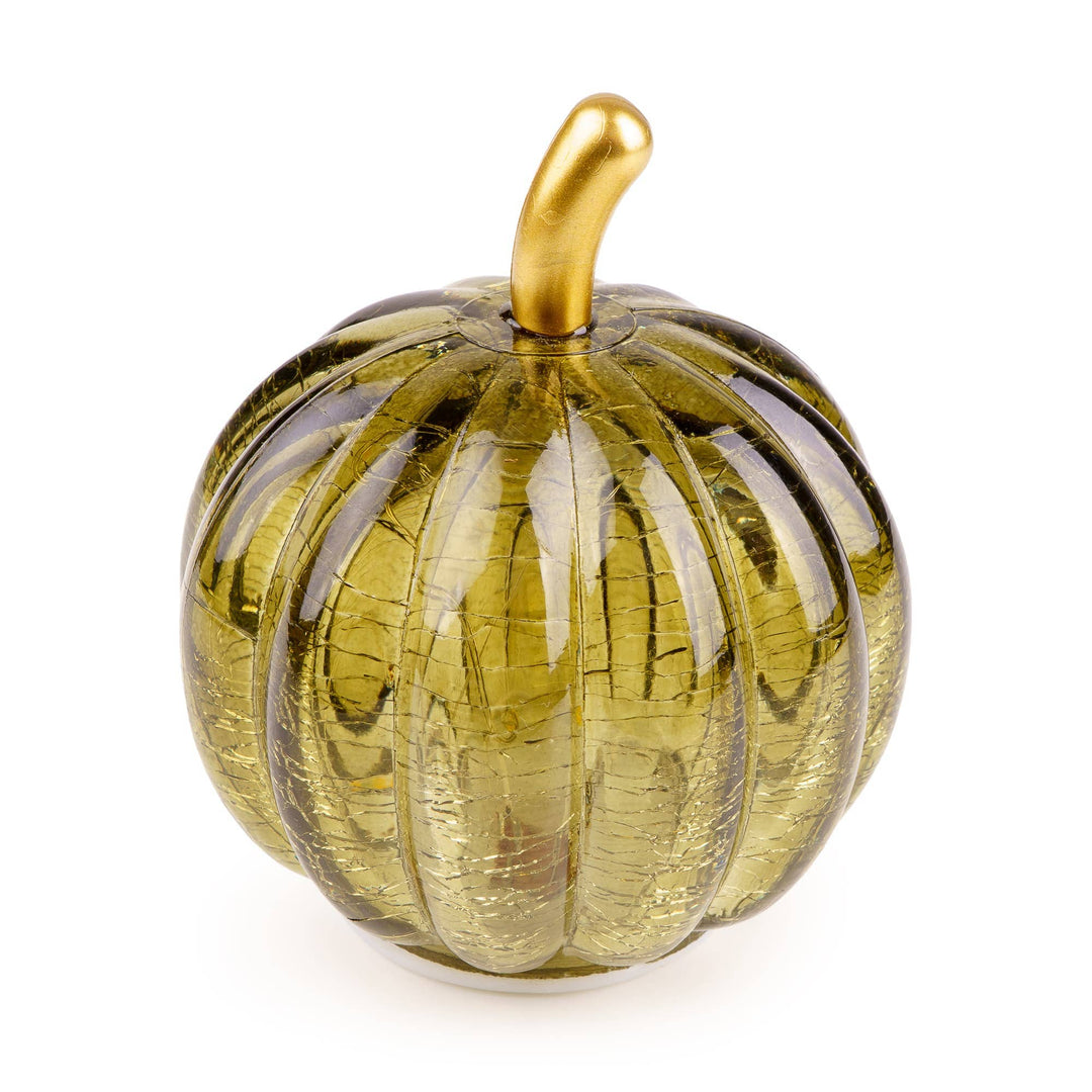 Small LED Glass Pumpkin - Green