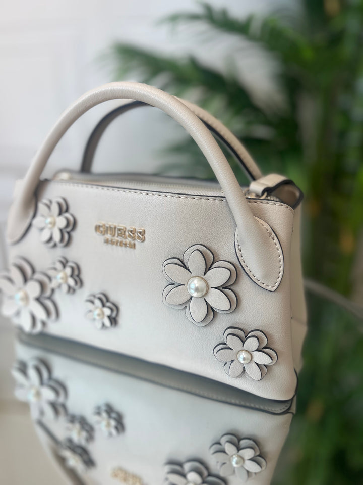 Guess Zaria Small Girlfriend Satchel Bag Taupe
