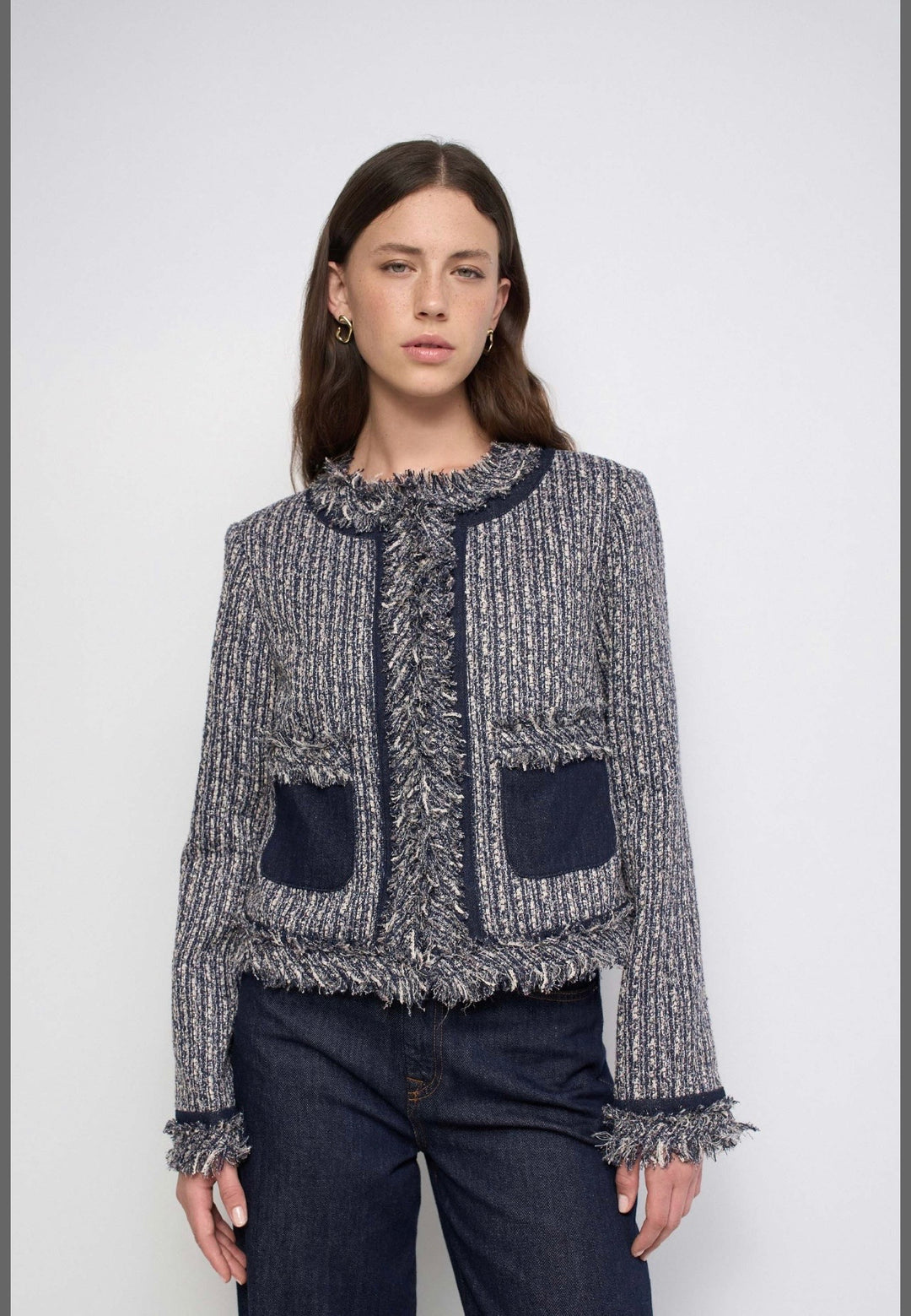 Salsa Fringed Tweed Jacket