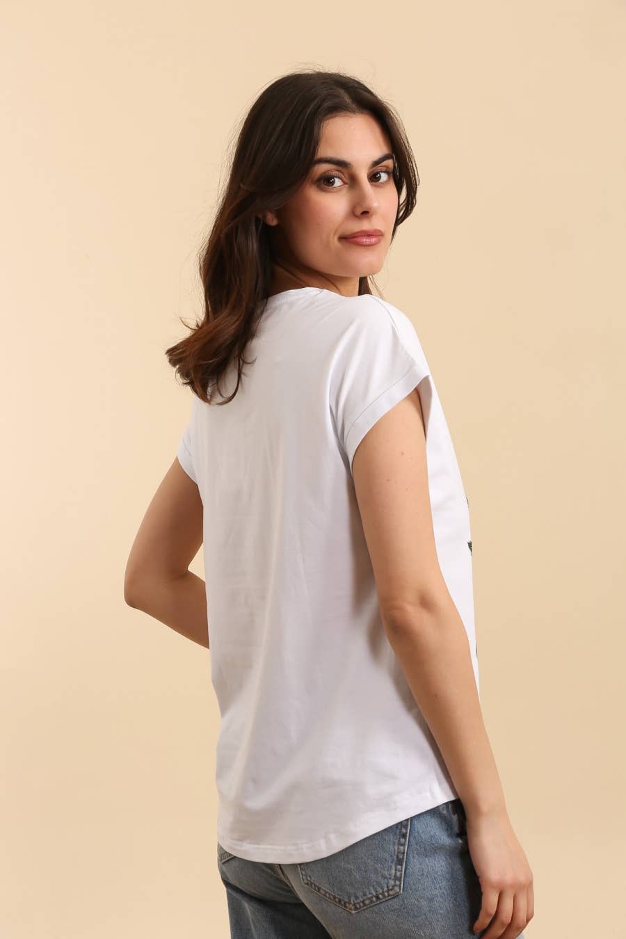 Attrait Cotton White Embossed Elephant Print T-Shirt - Pre order
