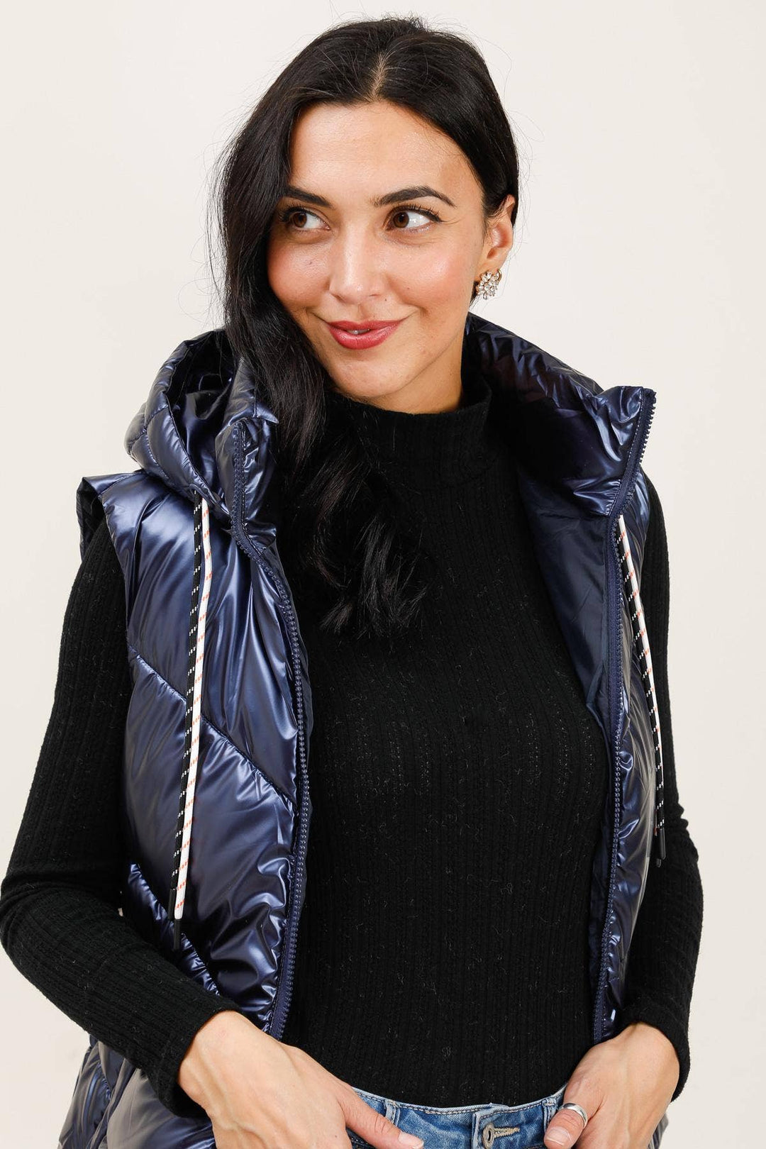 Roya Sleeveless Jacket Navy Blue