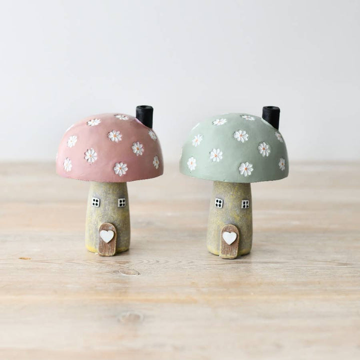 Green flower roof house ornament, 10cm