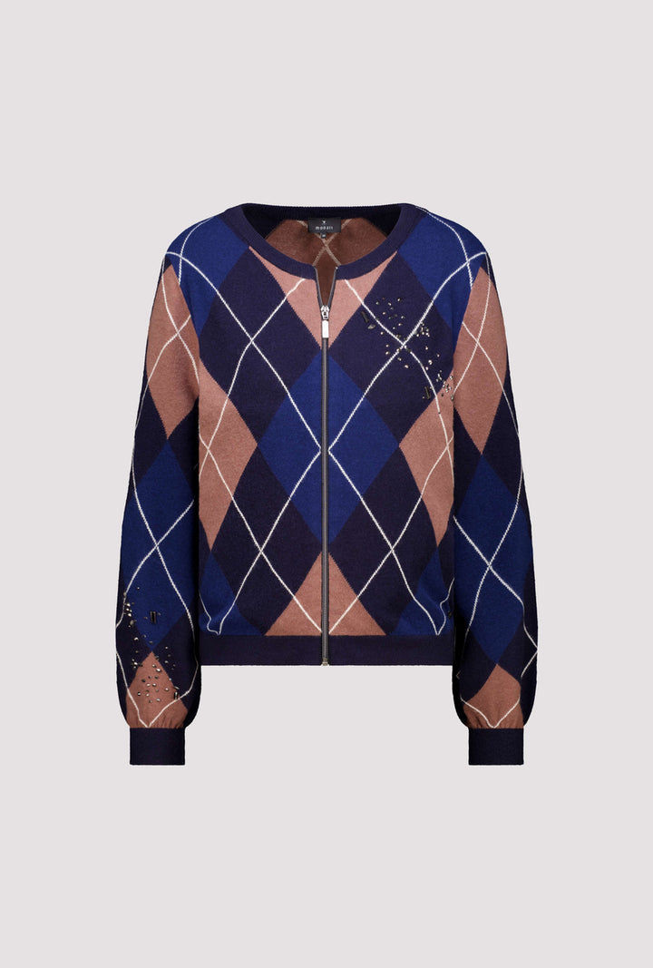 Monari Classic Navy Diamond Pattern Cardigan