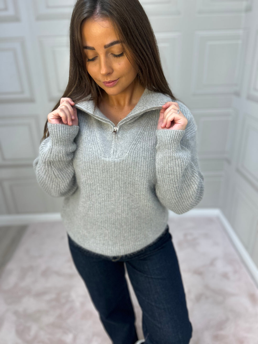 Twins Breckenridge Pearl Grey Long Sleeved Zipped Pullover