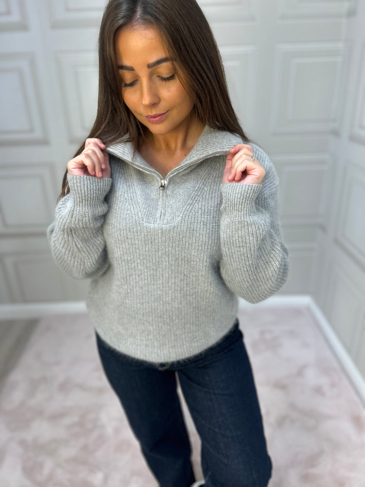 Twins Breckenridge Pearl Grey Long Sleeved Zipped Pullover