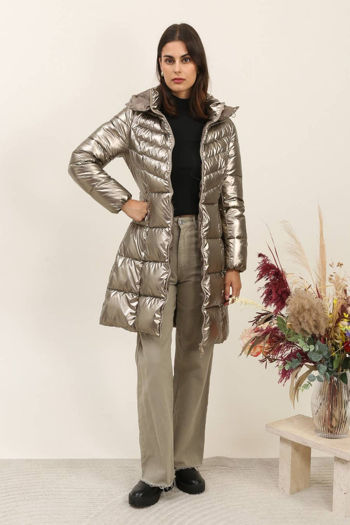 Priya Mid Length Puff Jacket Gold