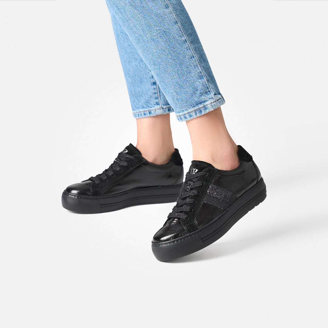 Paul Green Glossy Calf/Giltter Black Runner