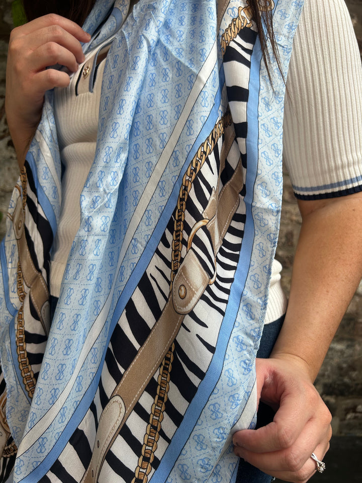 Guess Blue Logo Scarf Beige