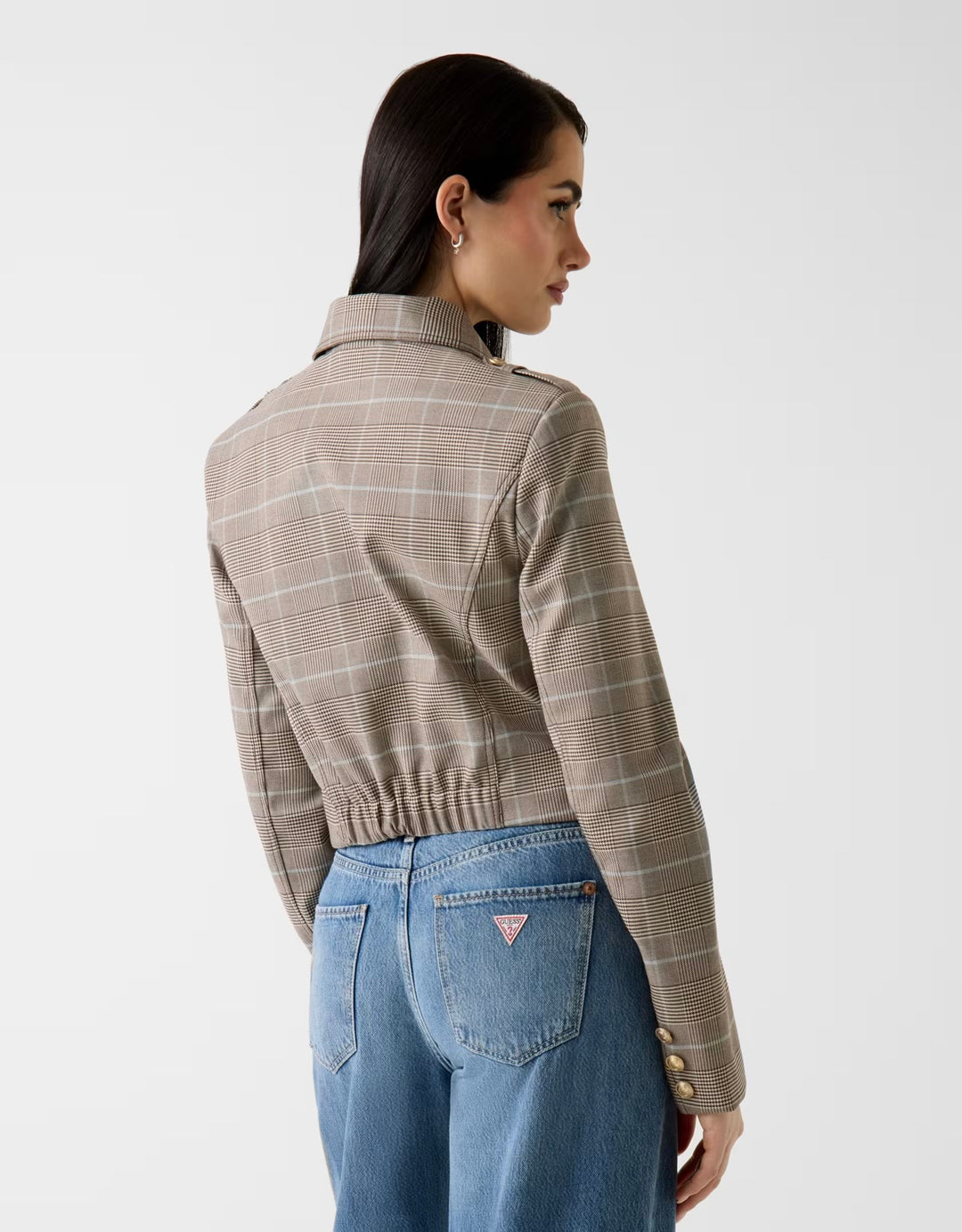 Guess Checked Jacket Beige Blue