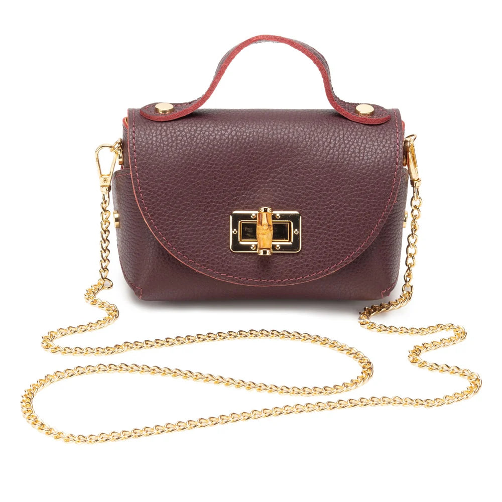 Elie Beaumont Bamboo Twist Clasp Bag | Burgundy