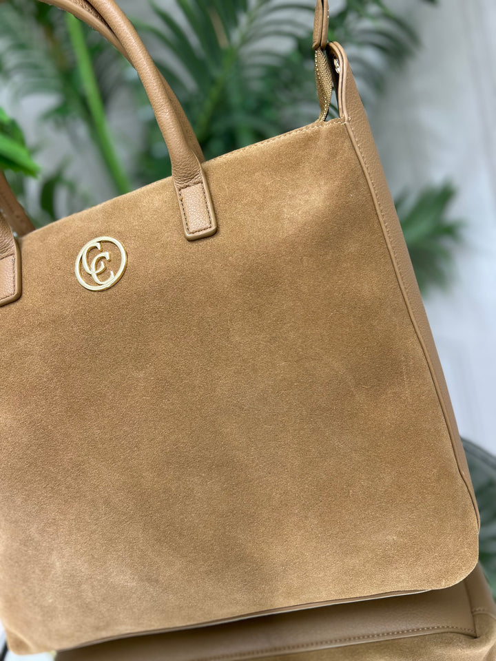 Carmela B. Serr. Camel Suede Handbag | 186202