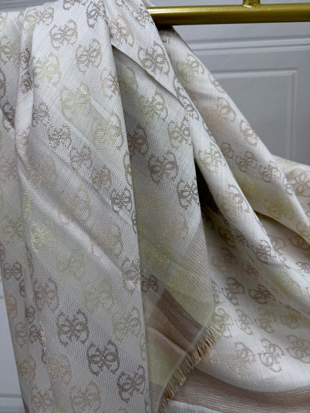 Guess Ivory Gold Threaded Scarf