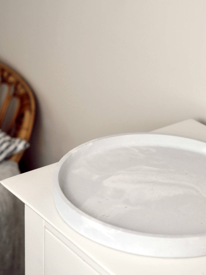 Concrete Maxi Tray | Styling Tray | Decorative Tray: White Marble