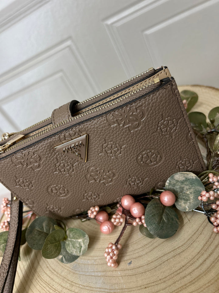 Guess Cresidia Dark Taupe Logo Purse