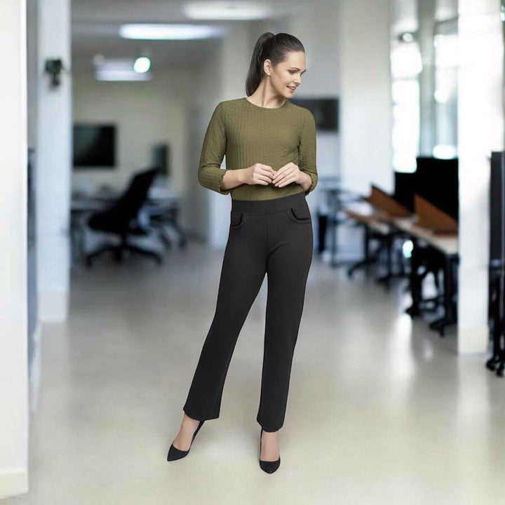 Pinns Black Ponte Jean Style Trouser | 405T