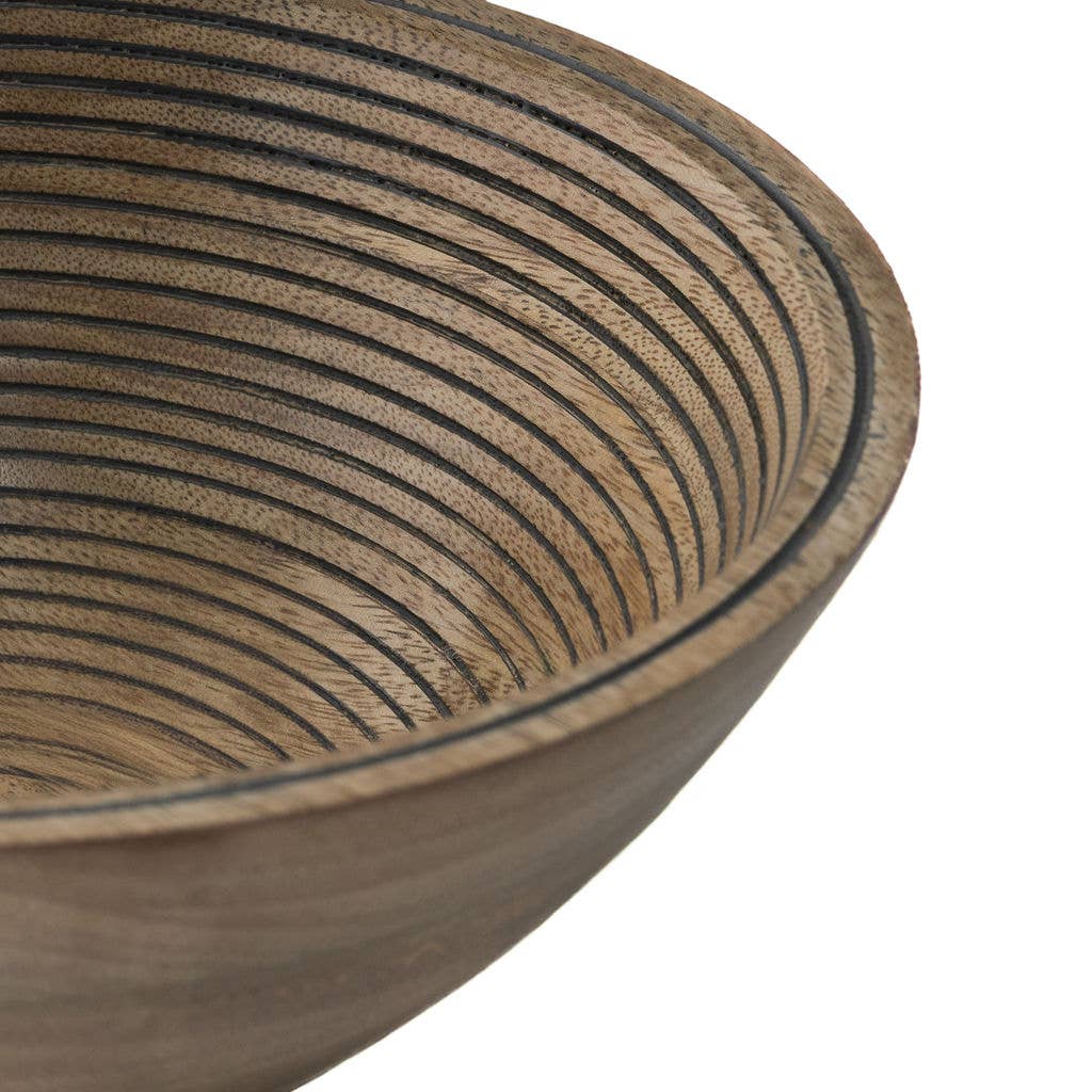 Lyon, Smooth Hand-Carved Mango Wooden Bowl: Medium