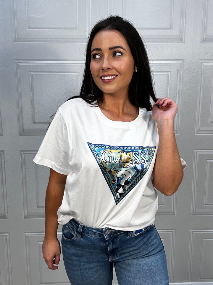 Guess Cosmic Triangle White Tee