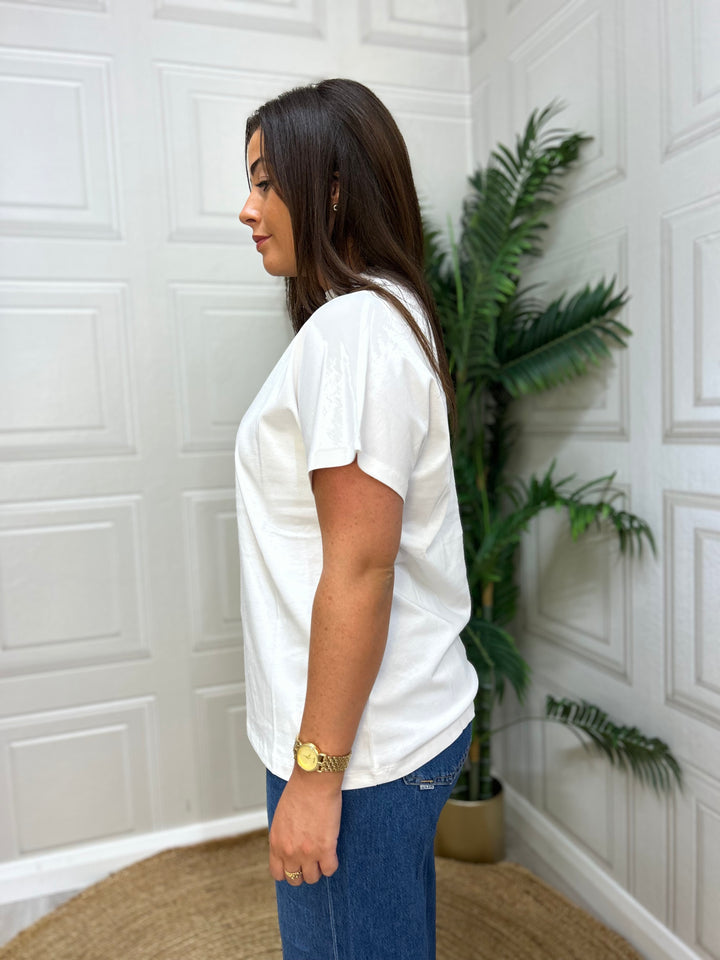 Guess White Floral Graphic T-Shirt