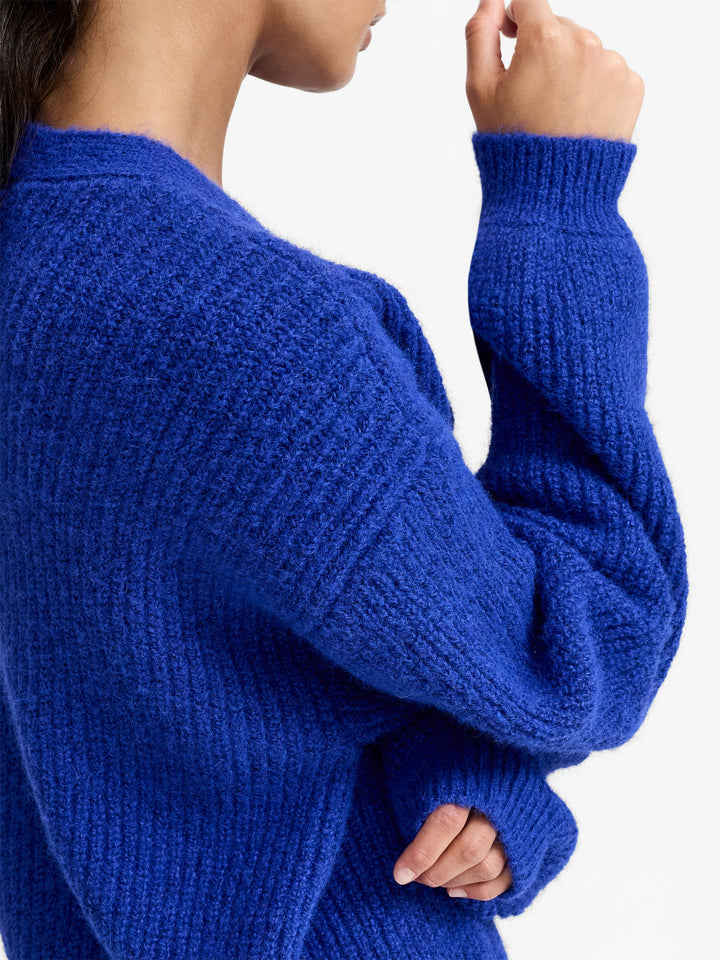 French Connection Kenly Blue Rosette Knit Cardigan