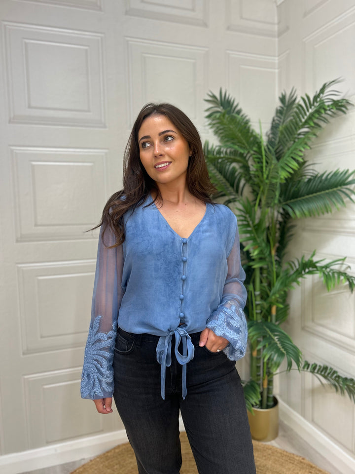 Guess Blue Silk Top