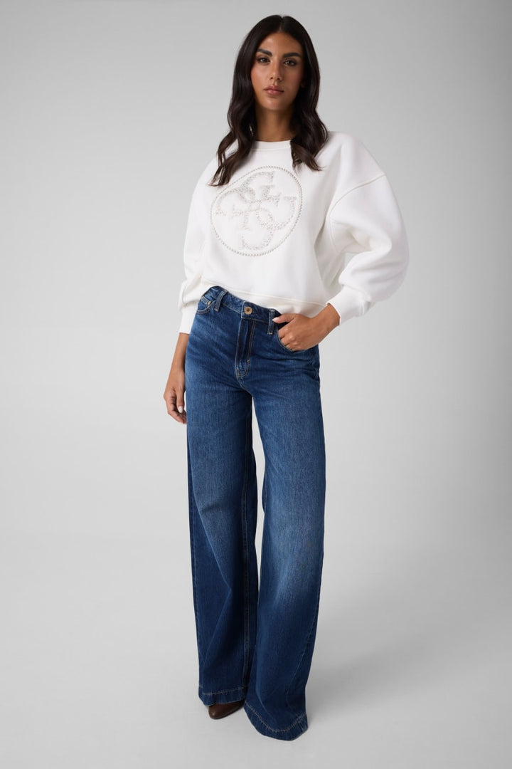 Guess Round Rhinestone Logo Sweatshirt