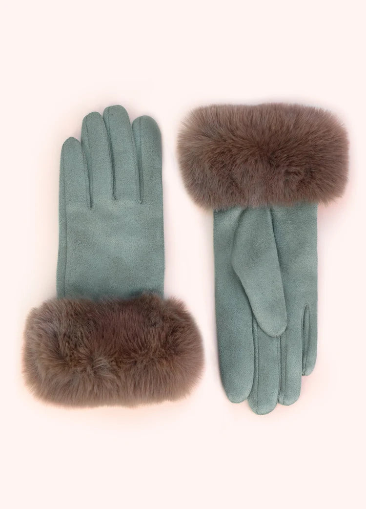 Powder Bettina Faux Suede/Fur Gloves | Ice