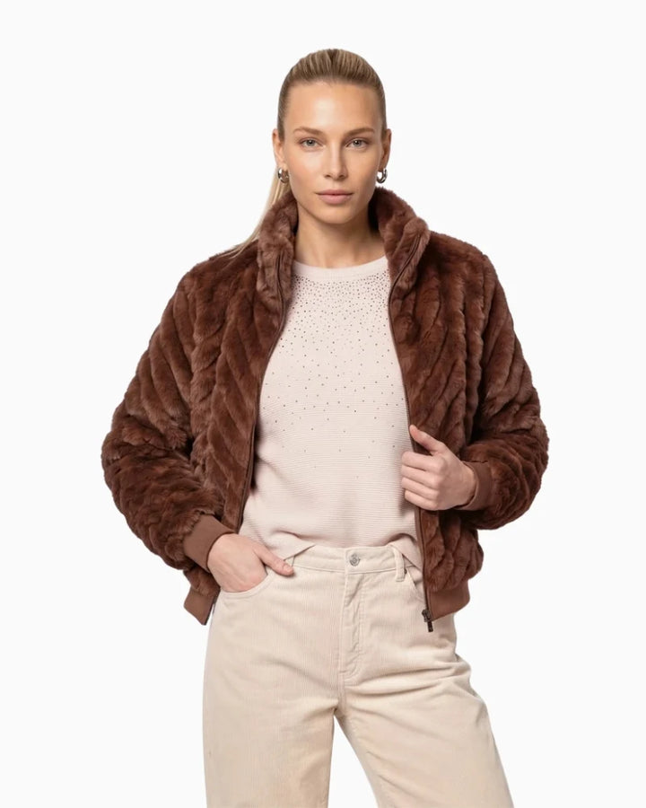 Monari Faux Fur Jacket | Dark Tiramisu