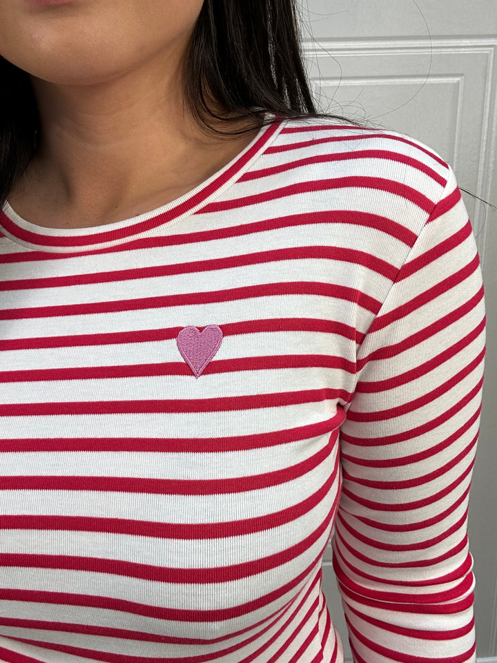 Kaffe KAliddy Virtual Pink Stripe Heart Top