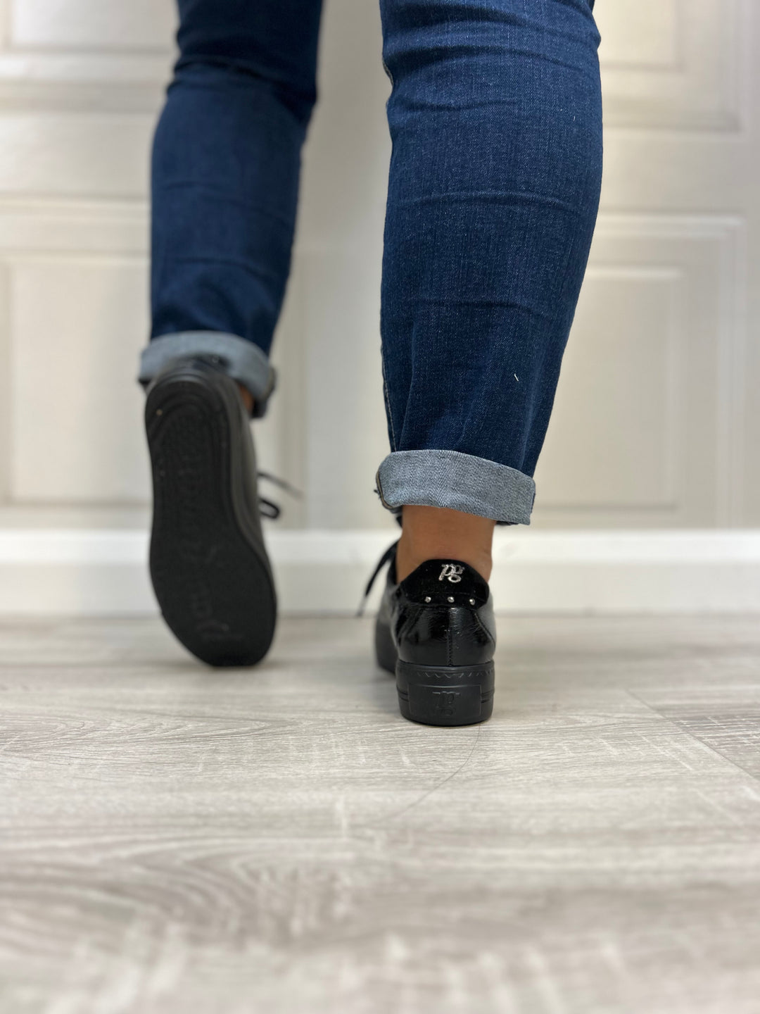 Paul Green Glossy Calf/Giltter Black Runner