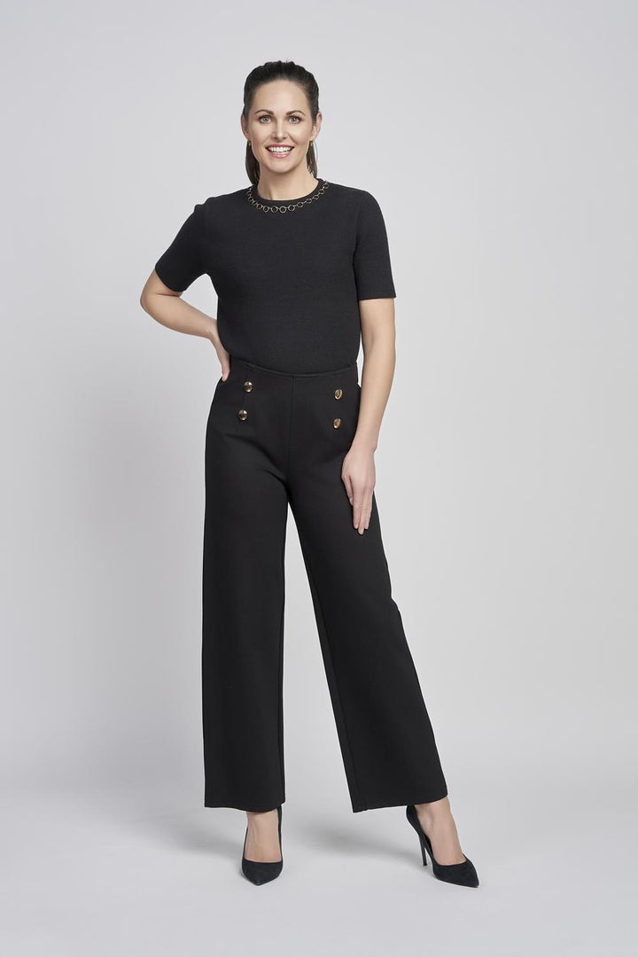Pinns Black Wide Leg Ponte Trousers | 610T
