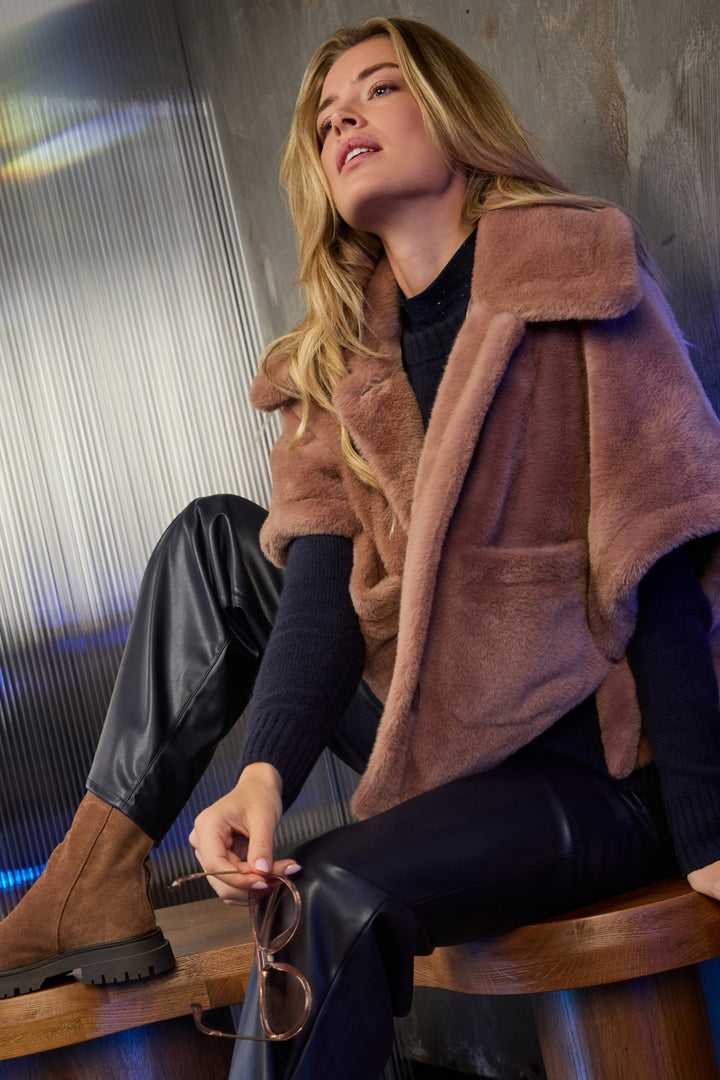 Monari Reversible Faux Fur Jacket | Tiramisu