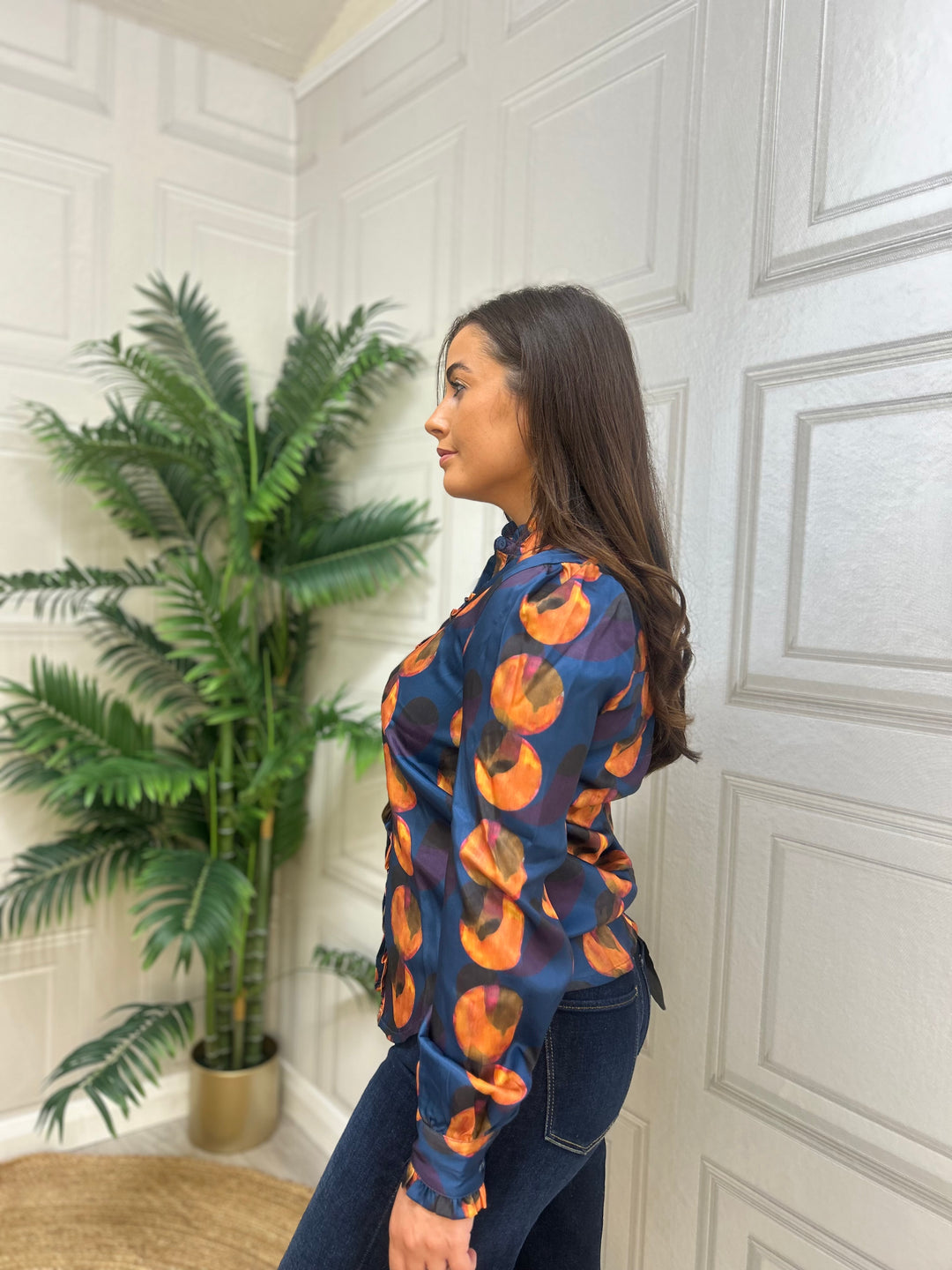 This Girl's Curiosity Elaine Blue & Orange Top