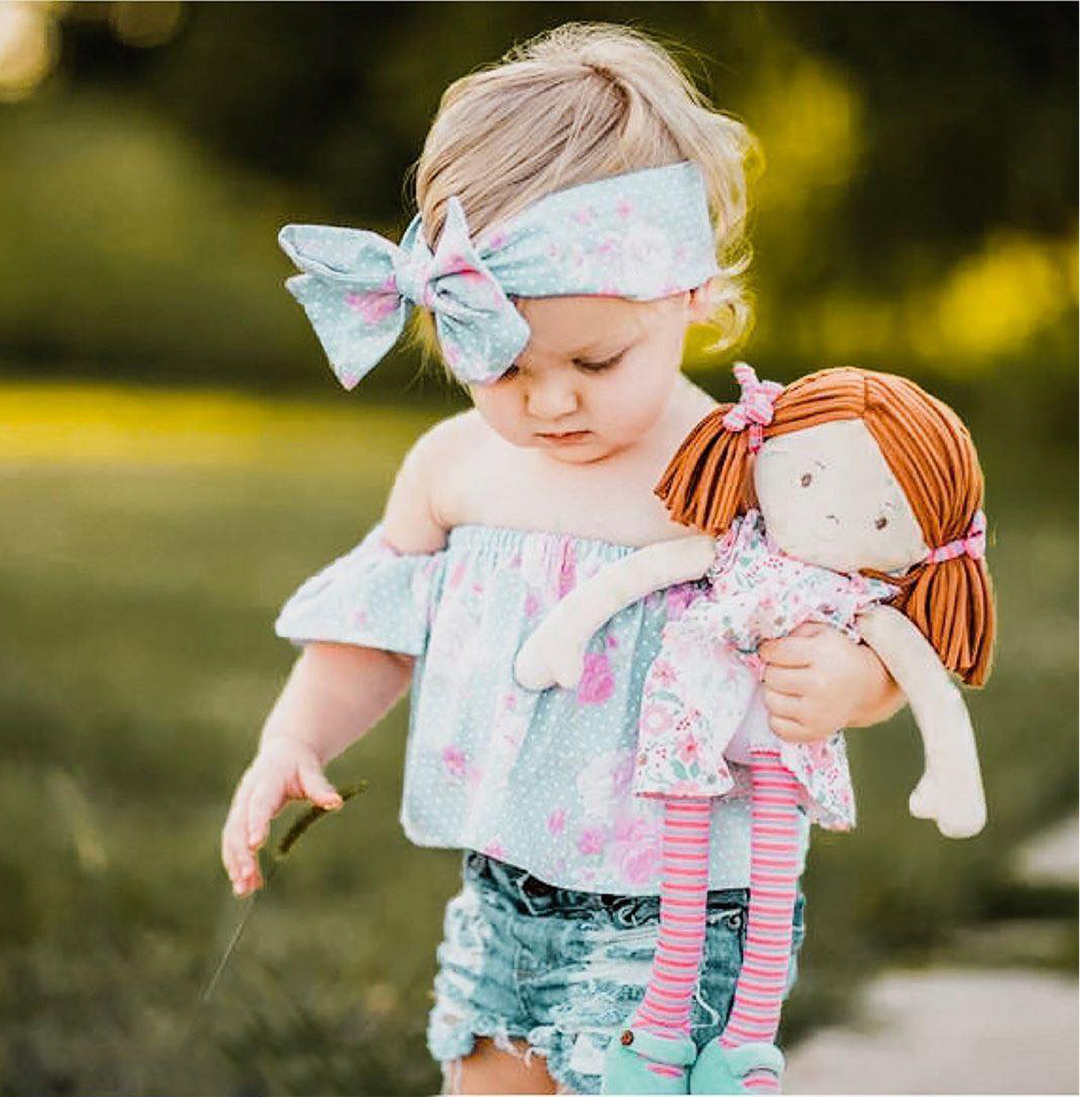 Tikiri Fabric Baby Doll – Katy with Pink &amp; Sea Green Dress