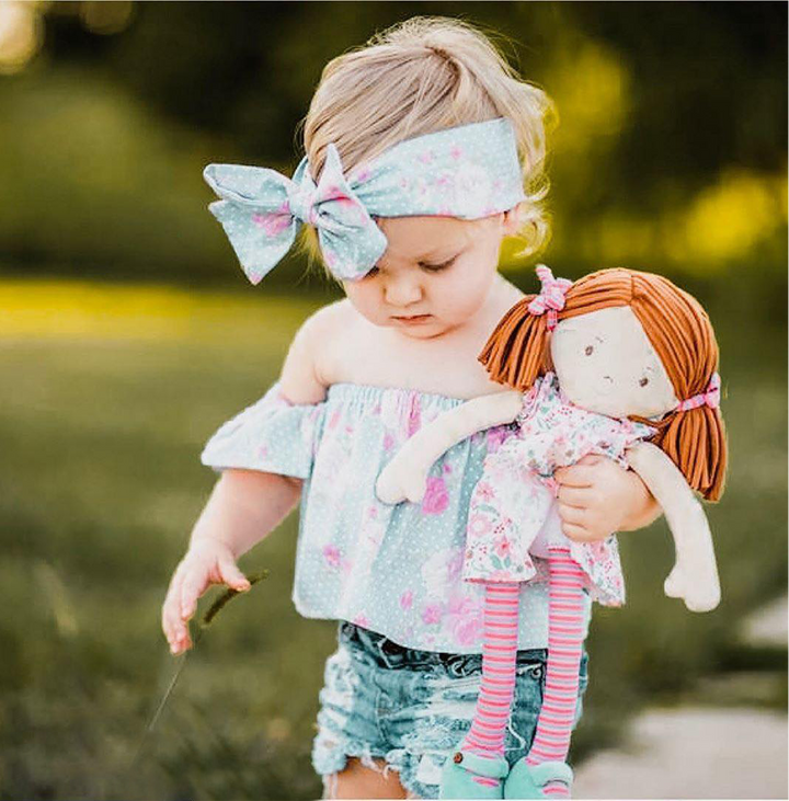 Tikiri Fabric Baby Doll – Katy with Pink &amp; Sea Green Dress