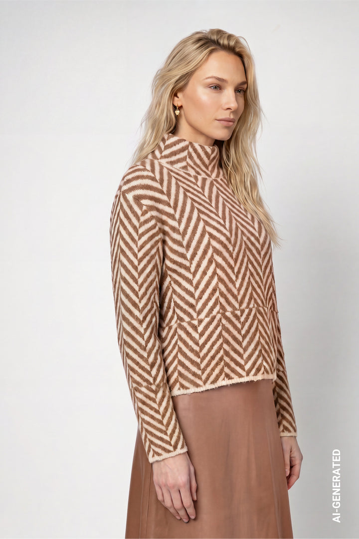 Monari Knitted Herringbone Tiramisu Jumper