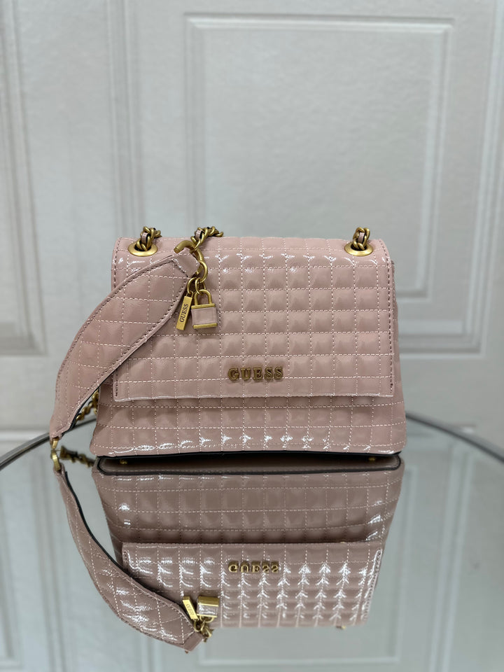 Guess Tia Rosewood Nude Quilted Bag
