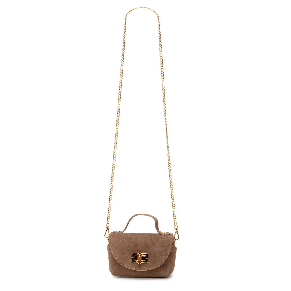 Elie Beaumont Bamboo Twist Clasp Bag | Mink Suede